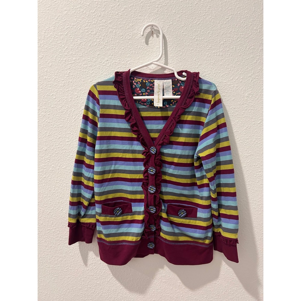 Matilda Jane Paint by Numbers Girls Striped Ruffle Cardigan Size 6 Multi-Color